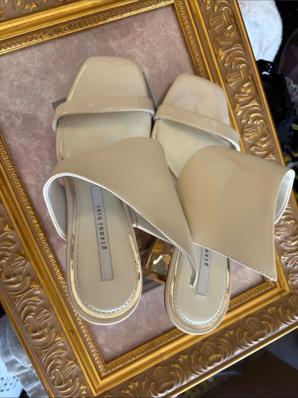 Gianni Bini Ivory Square-Toe Slide Mules
